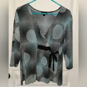blue and black abstract top